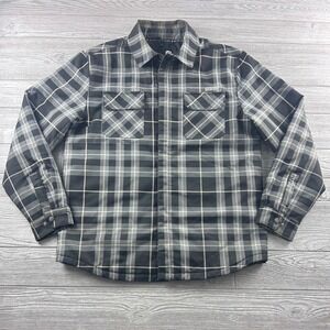 Orage Mens XL Plaid Insulated Shirt Jacket Grey Black Quilted Lined Shacket
